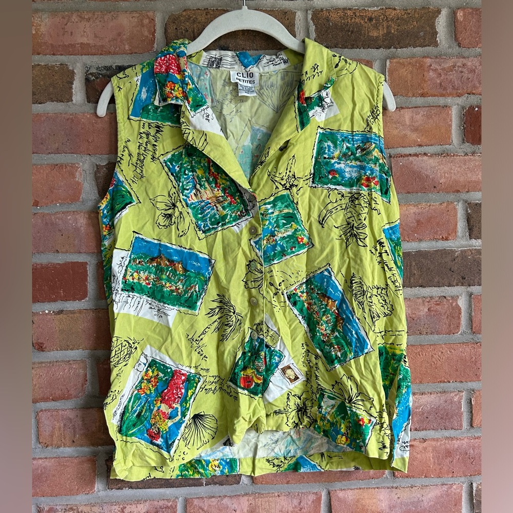 Vintage Clio Silk Blouse tropical vibes